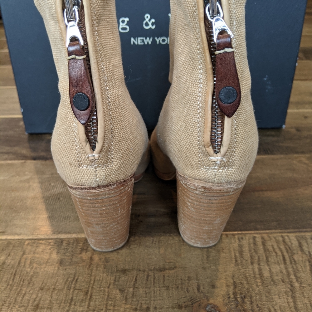 Rag & Bone Newbury Canvas Bootie Size 37 Tan/Came… - image 4